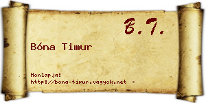 Bóna Timur névjegykártya